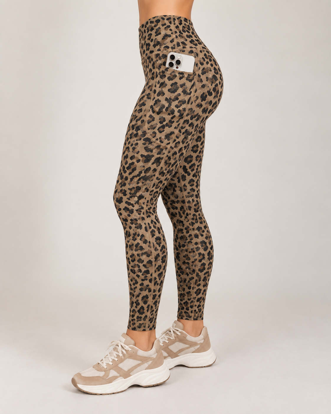 Calza Mujer Animal Print Pretina Alta Bolsillos Laterales - LQ1054