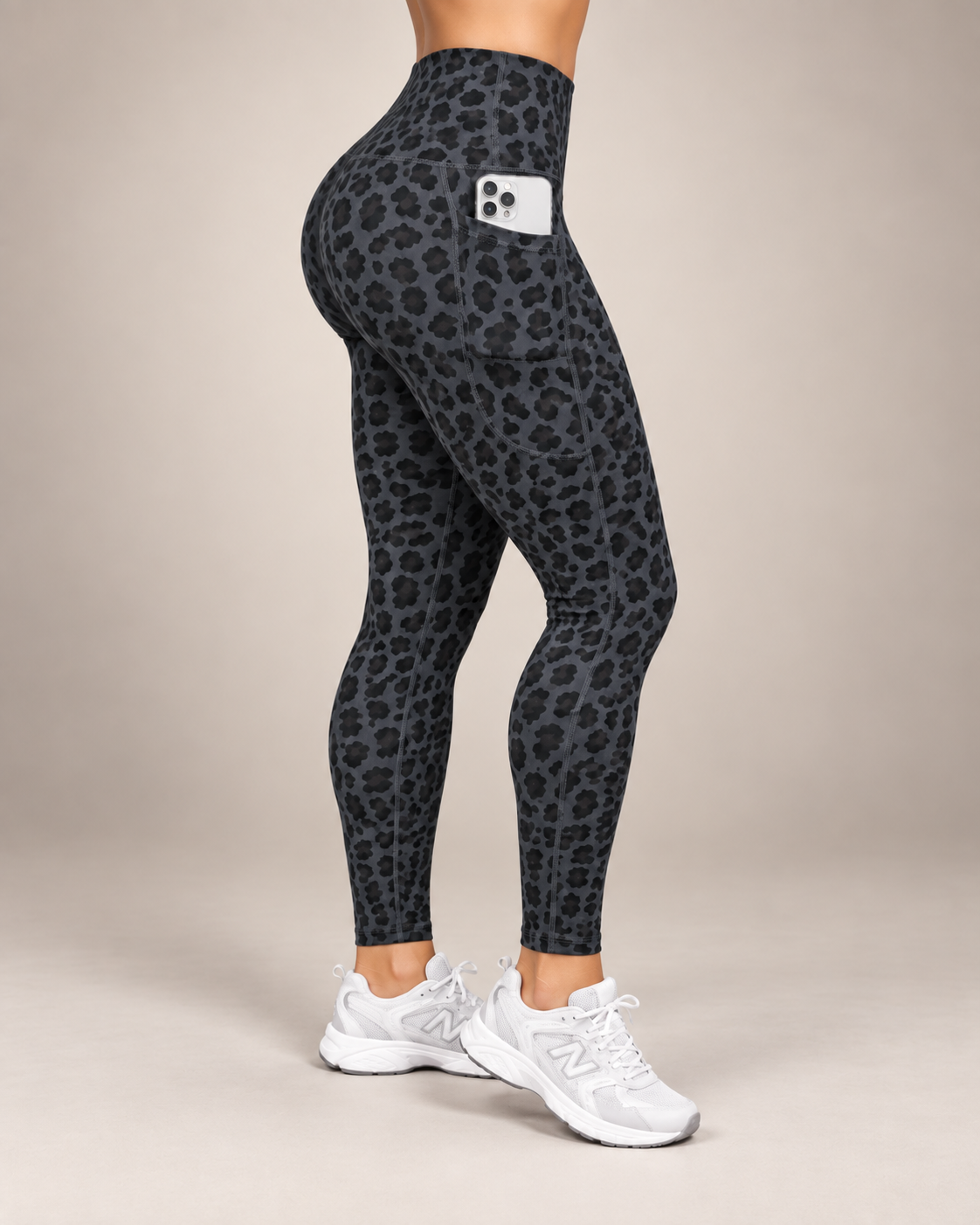 Calza Mujer Animal Print Pretina Alta Bolsillos Laterales - LQ1054