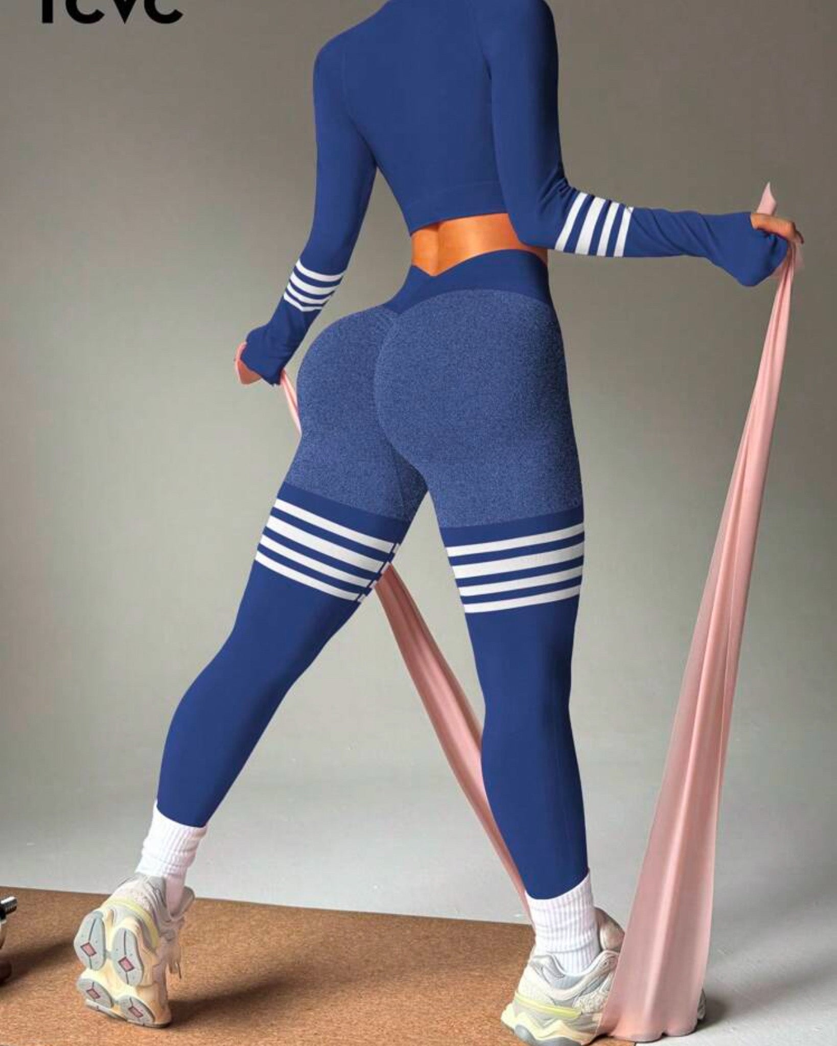 CONJUNTO 2 PIEZAS POLERA MANGA + CALZA LARGA PUSH UP - YJ236