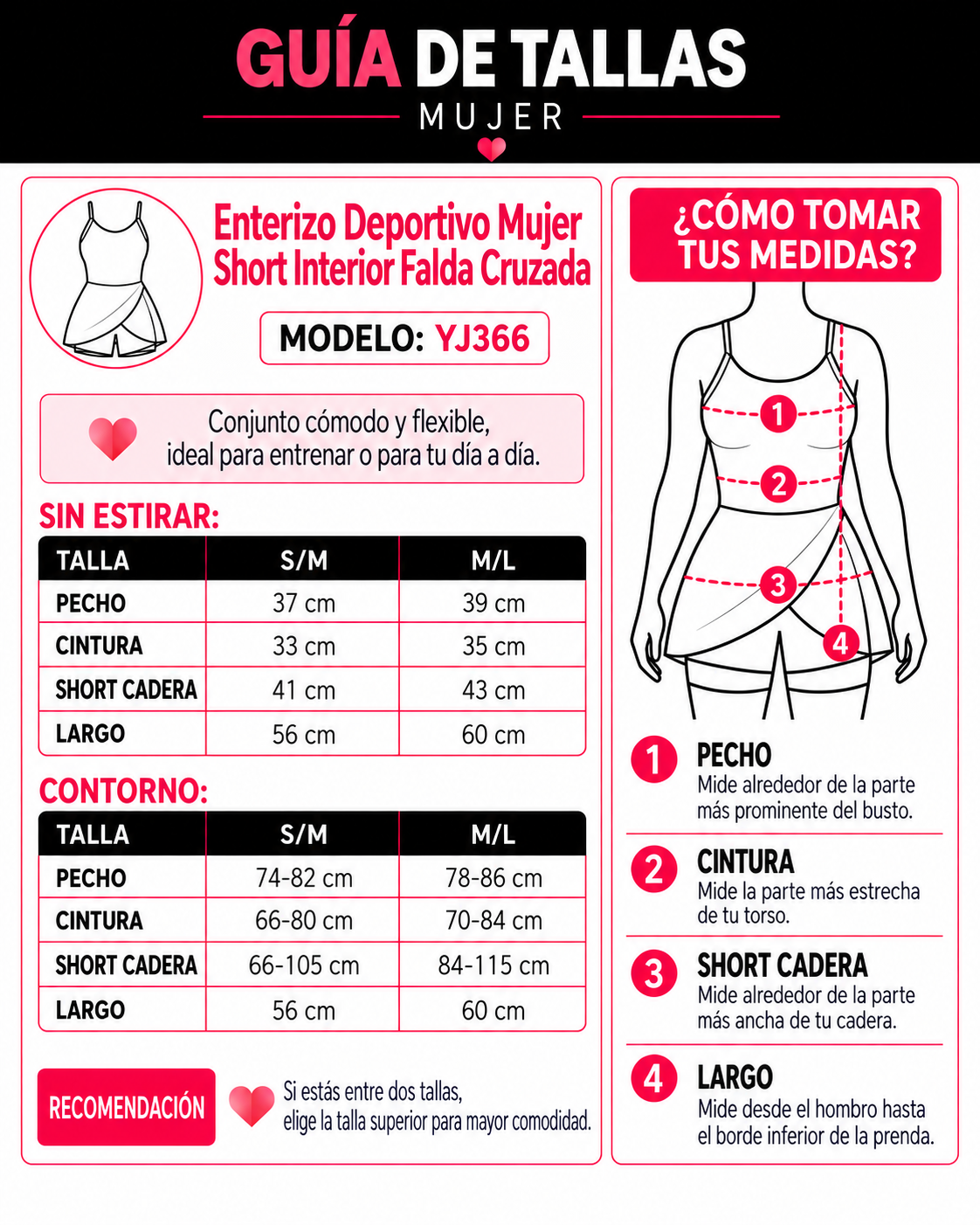 Enterizo Deportivo Mujer Short Interior Falda Cruzada - YJ366