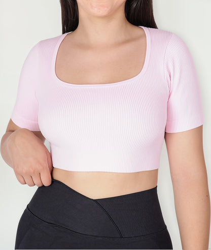 Top Camiseta Deportiva Manga Corta Acanalado Premium Yj195