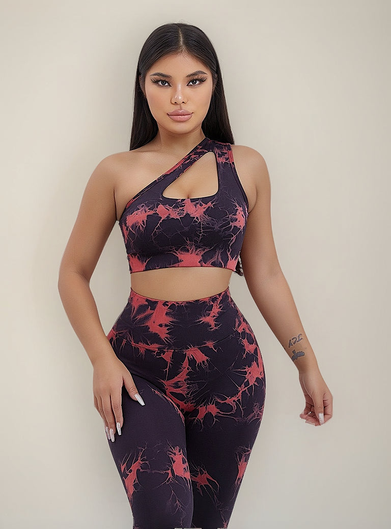 Conjunto de 2 piezas con top y leggings tie dye