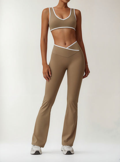 Conjunto Deportivo Para Mujer De Top Y Calza Flare  Yk37030