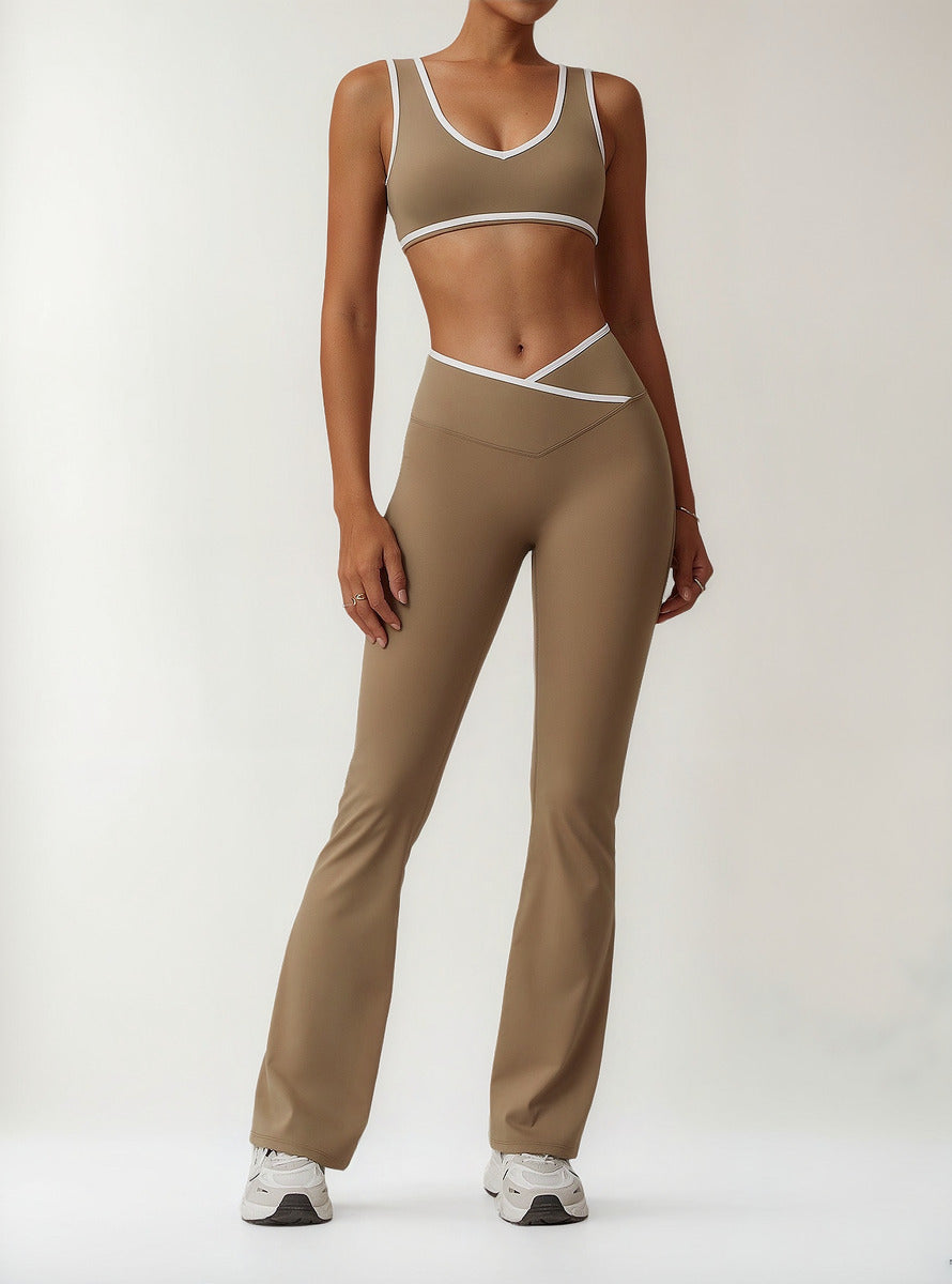 Conjunto Deportivo Para Mujer De Top Y Calza Flare  Yk37030