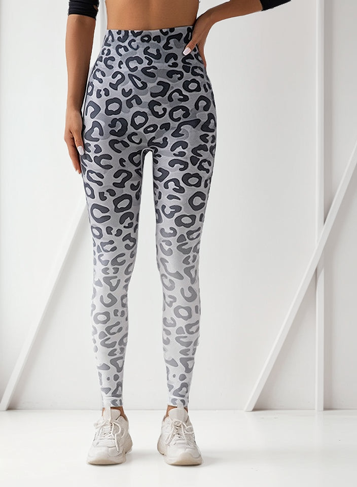 Leggins Deportivos Levanta Cola Con Estampado De Leopardo