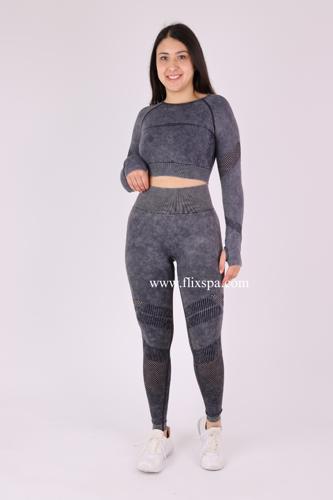 Conjunto Polera Larga y Calza PreLavada Push up Alta Calidad - BX102