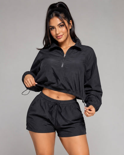 Conjunto Deportivo Cortaviento Mujer Chaqueta Corta y Short - LQ1039