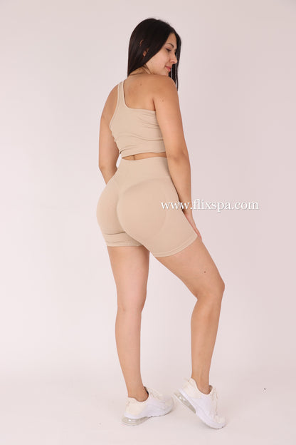 Conjunto Corto Push up Short pretina cruzada y Peto Asimétrico - YJ182