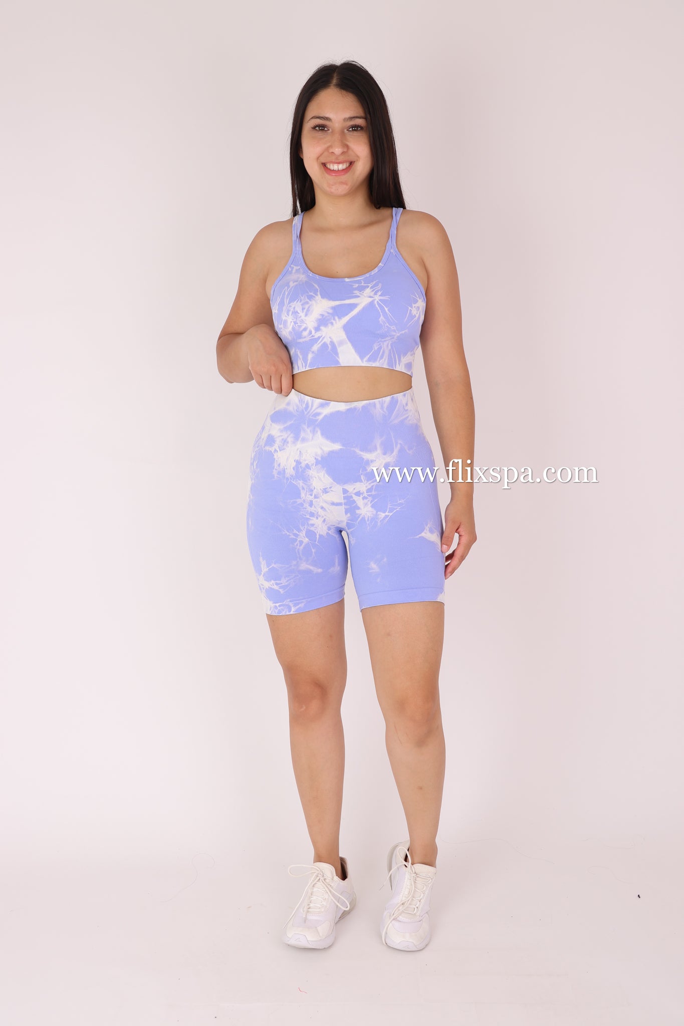 Conjunto Tie Dye Push Up Short + Peto con Tiras Cruzadas YJ168