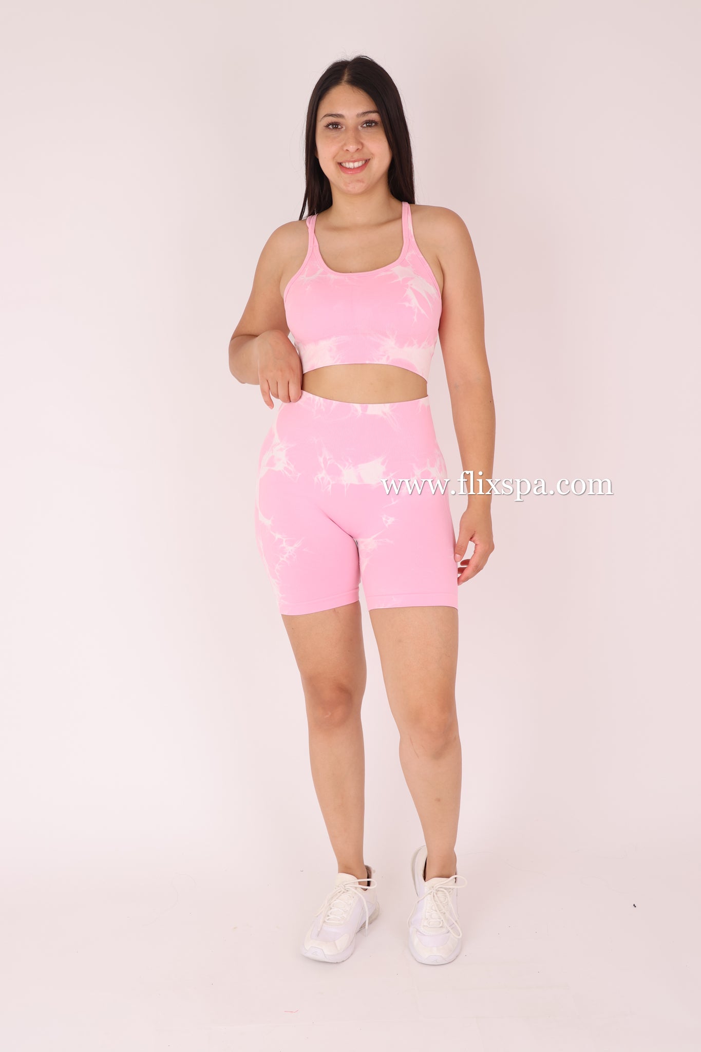 Conjunto Tie Dye Push Up Short + Peto con Tiras Cruzadas YJ168