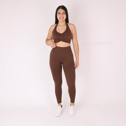 Conjunto Deportivo Calza Push Up con Pretina en V + Top Deportivo – Alta Calidad YJ164