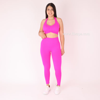 Conjunto Deportivo Calza Push Up con Pretina en V + Top Deportivo – Alta Calidad YJ164