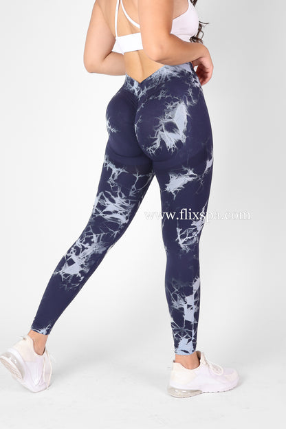 Calza Deportiva Leggings tie dye Pretina en V doble push up - HY28