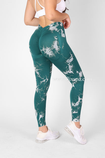 Calza Deportiva Leggings tie dye Pretina en V doble push up - HY28