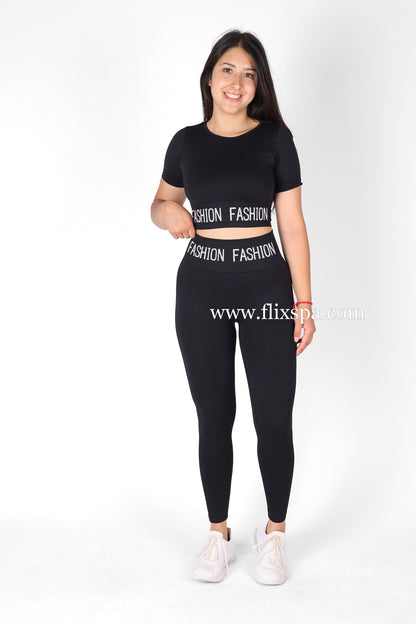 Conjunto Largo gym deportiva Polera y calza doble push up - fashion HY11
