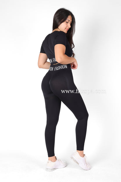 Conjunto Largo gym deportiva Polera y calza doble push up - fashion HY11