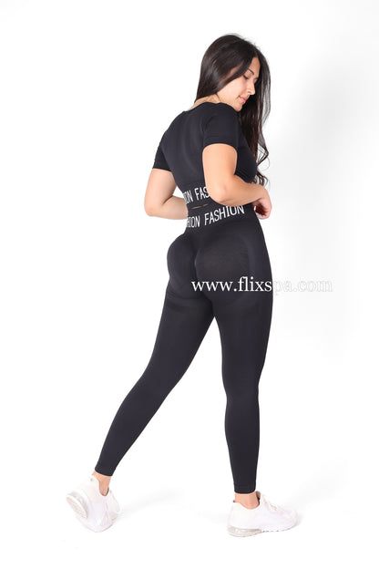 Conjunto Largo gym deportiva Polera y calza doble push up - fashion HY11