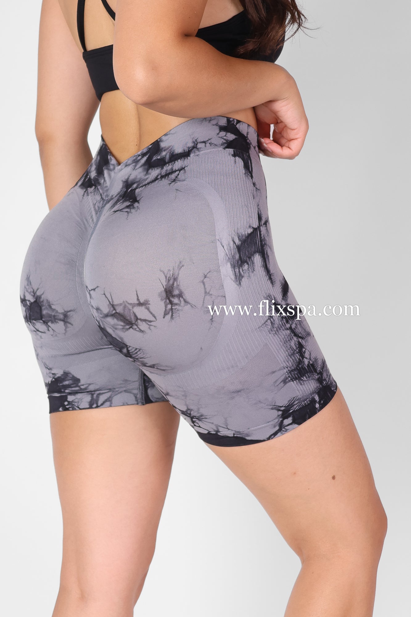 Short Tie Dye Doble Push Up Pretina Alta en V - HY09