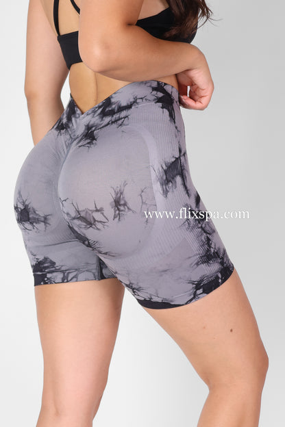 Short Tie Dye Doble Push Up Pretina Alta en V - HY09