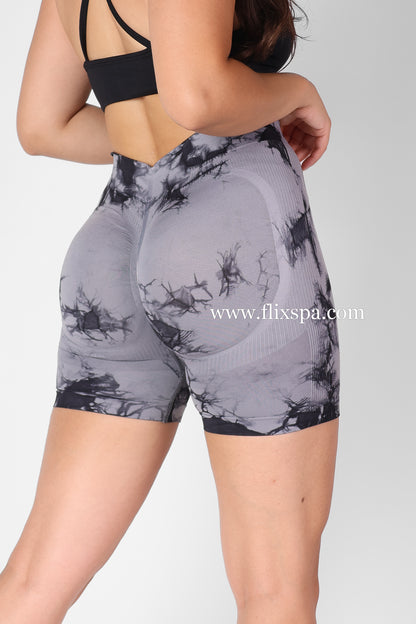 Short Tie Dye Doble Push Up Pretina Alta en V - HY09