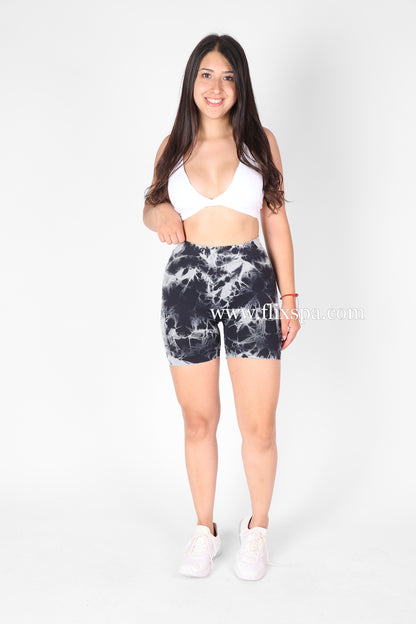 Short Tie Dye Doble Push Up Pretina Alta en V - HY09