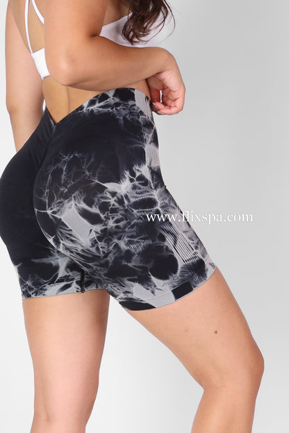 Short Tie Dye Doble Push Up Pretina Alta en V - HY09
