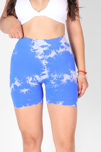 Short Tie Dye Doble Push Up Pretina Alta en V - HY09