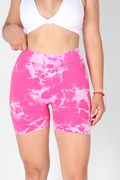Short Tie Dye Doble Push Up Pretina Alta en V - HY09