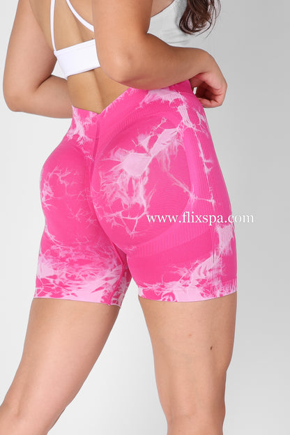 Short Tie Dye Doble Push Up Pretina Alta en V - HY09