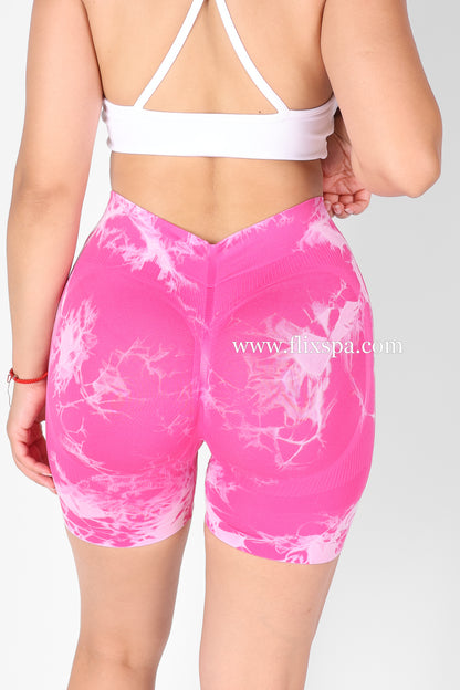 Short Tie Dye Doble Push Up Pretina Alta en V - HY09