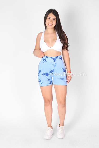 Short Deportivo Levanta cola Doble push up tie dye malla lateral - HY19