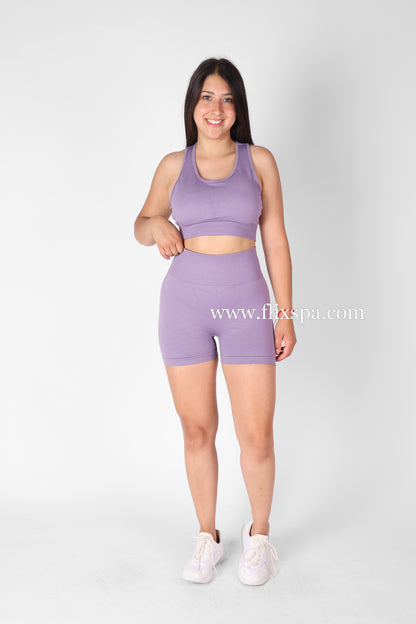 Conjunto Deportivo Gym - Short Push Up y Top con Detalle - Levanta Cola - 88455