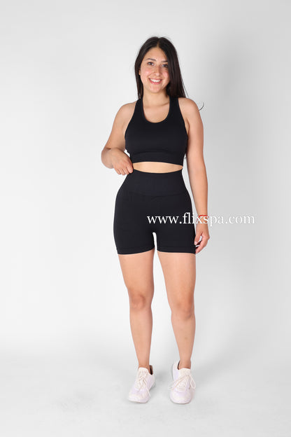 Conjunto Deportivo Gym - Short Push Up y Top con Detalle - Levanta Cola - 88455