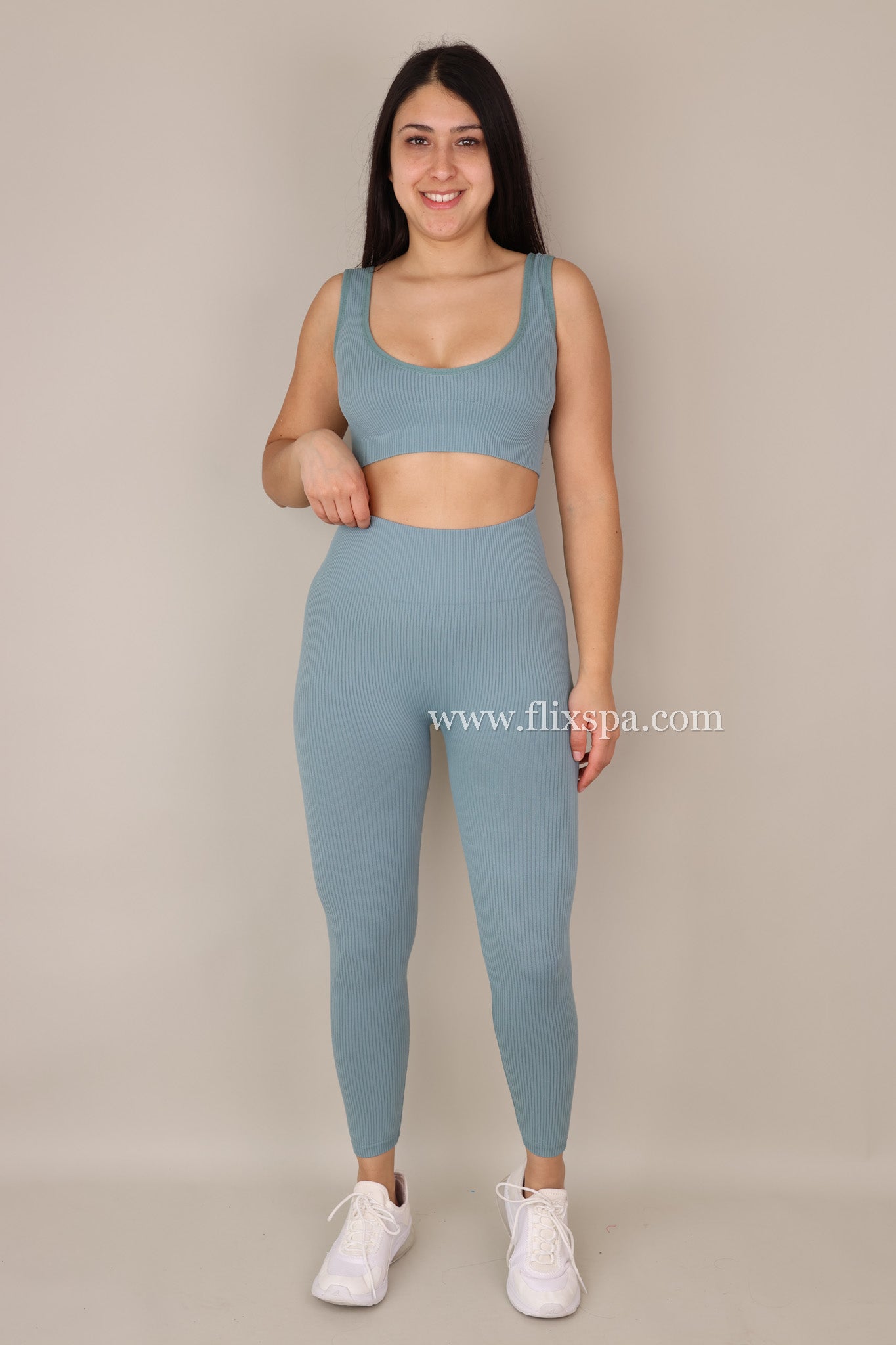 Conjunto Deportivo Mujer Peto y Calza tiro alto Rib YY247