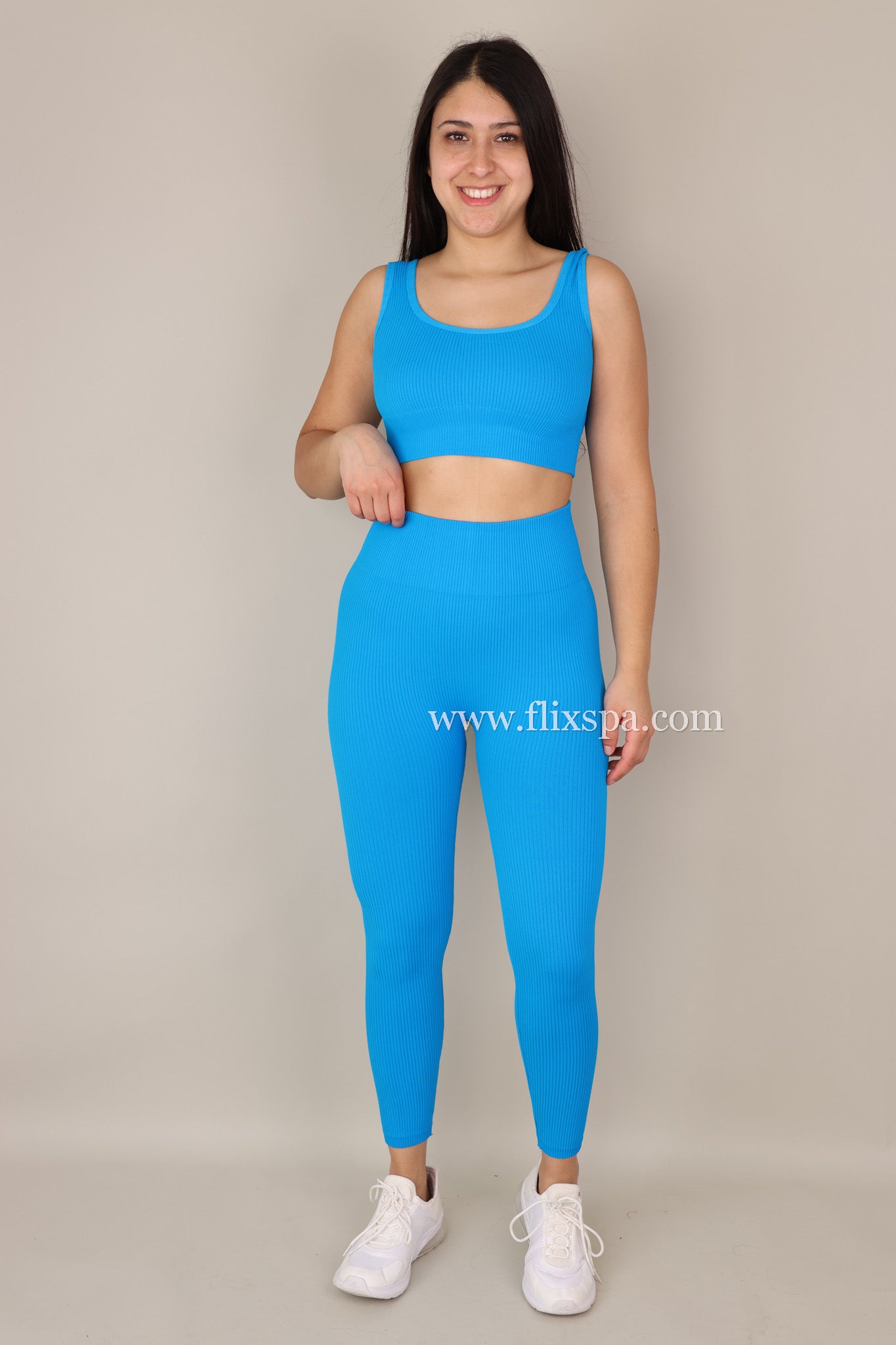 Conjunto Deportivo Mujer Peto y Calza tiro alto Rib YY247