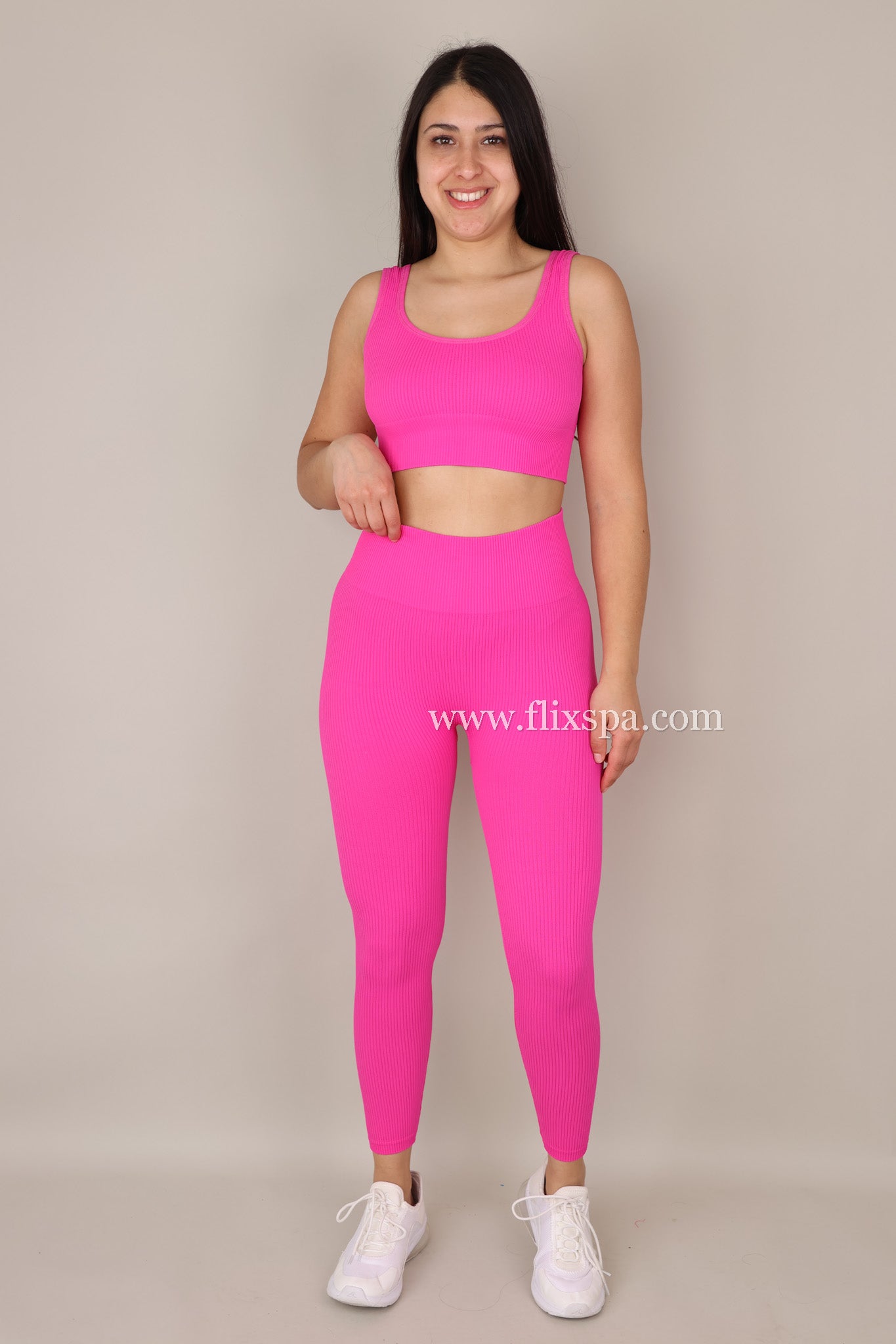 Conjunto Deportivo Mujer Peto y Calza tiro alto Rib YY247