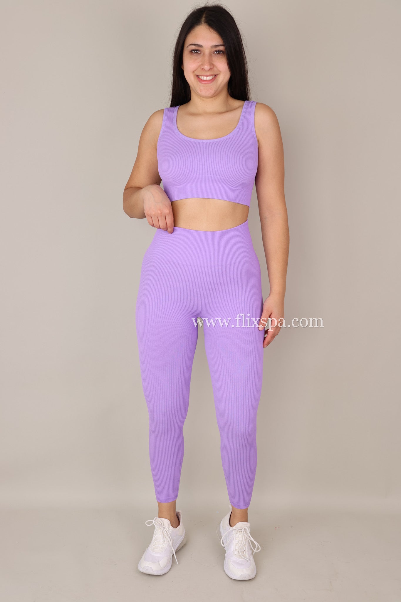 Conjunto Deportivo Mujer Peto y Calza tiro alto Rib YY247