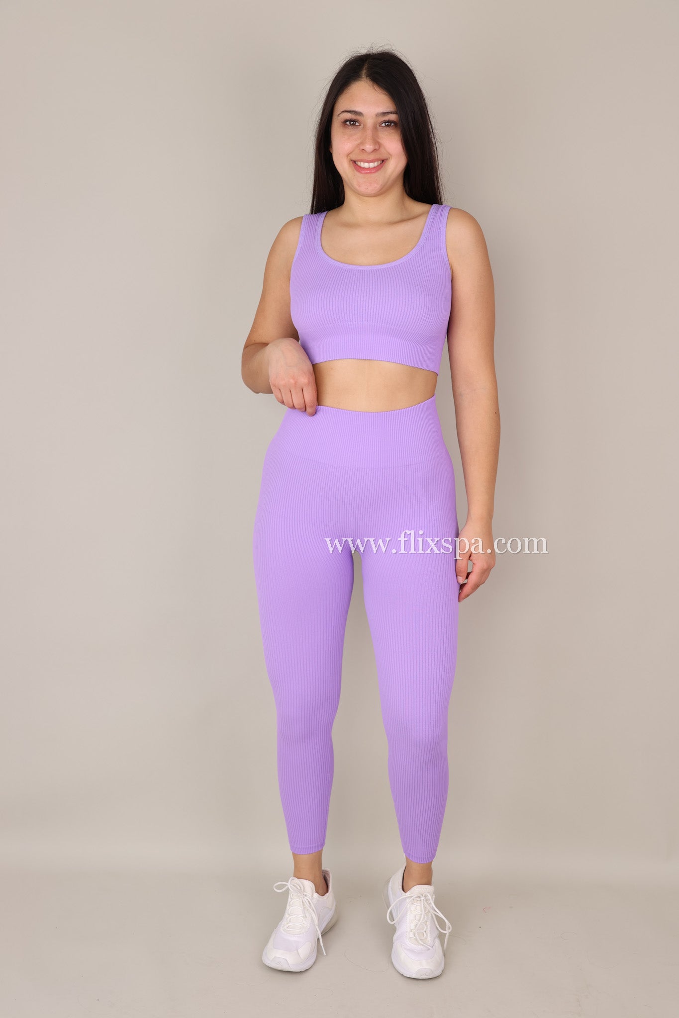 Conjunto Deportivo Mujer Peto y Calza tiro alto Rib YY247