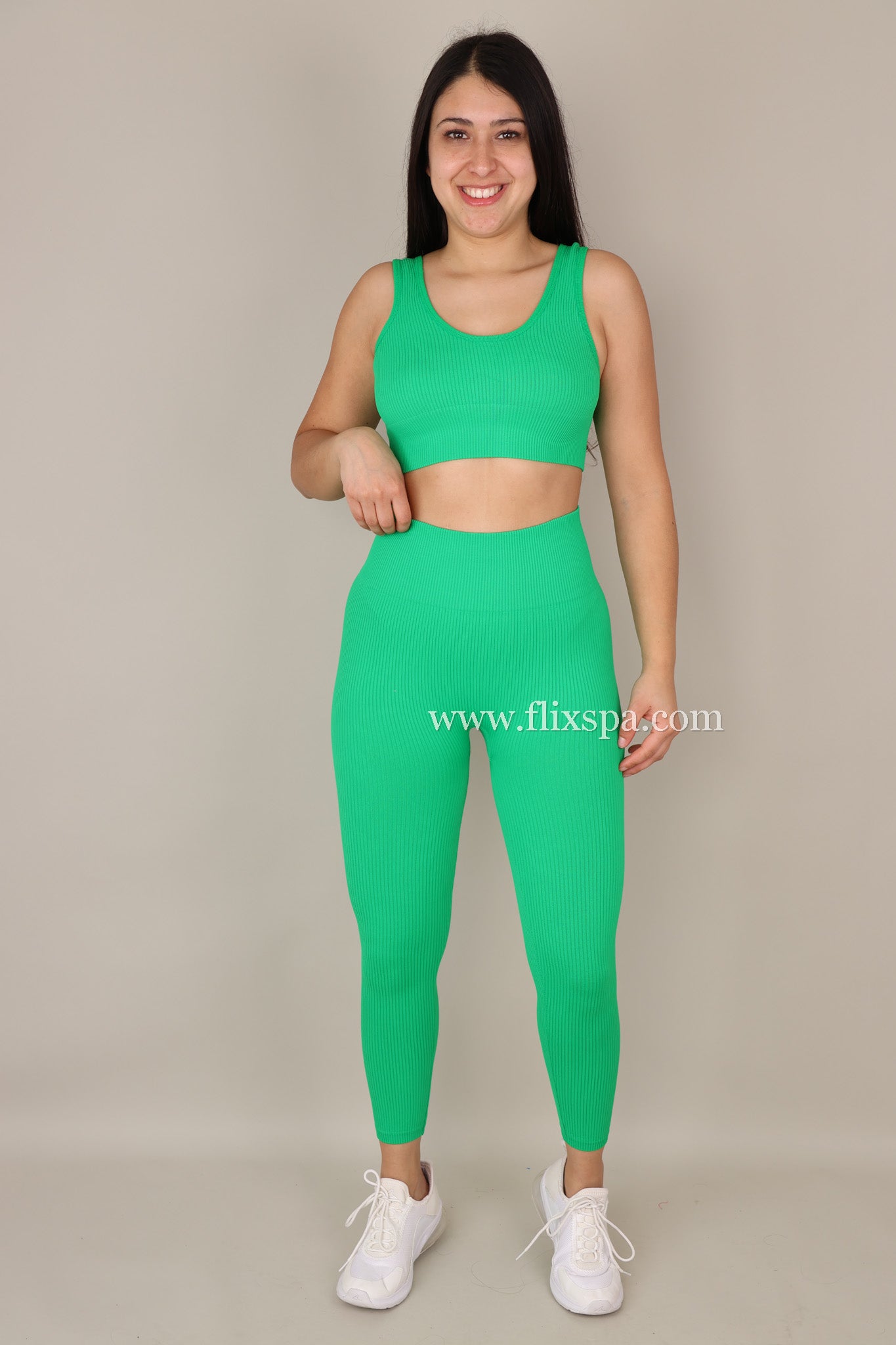 Conjunto Deportivo Mujer Peto y Calza tiro alto Rib YY247