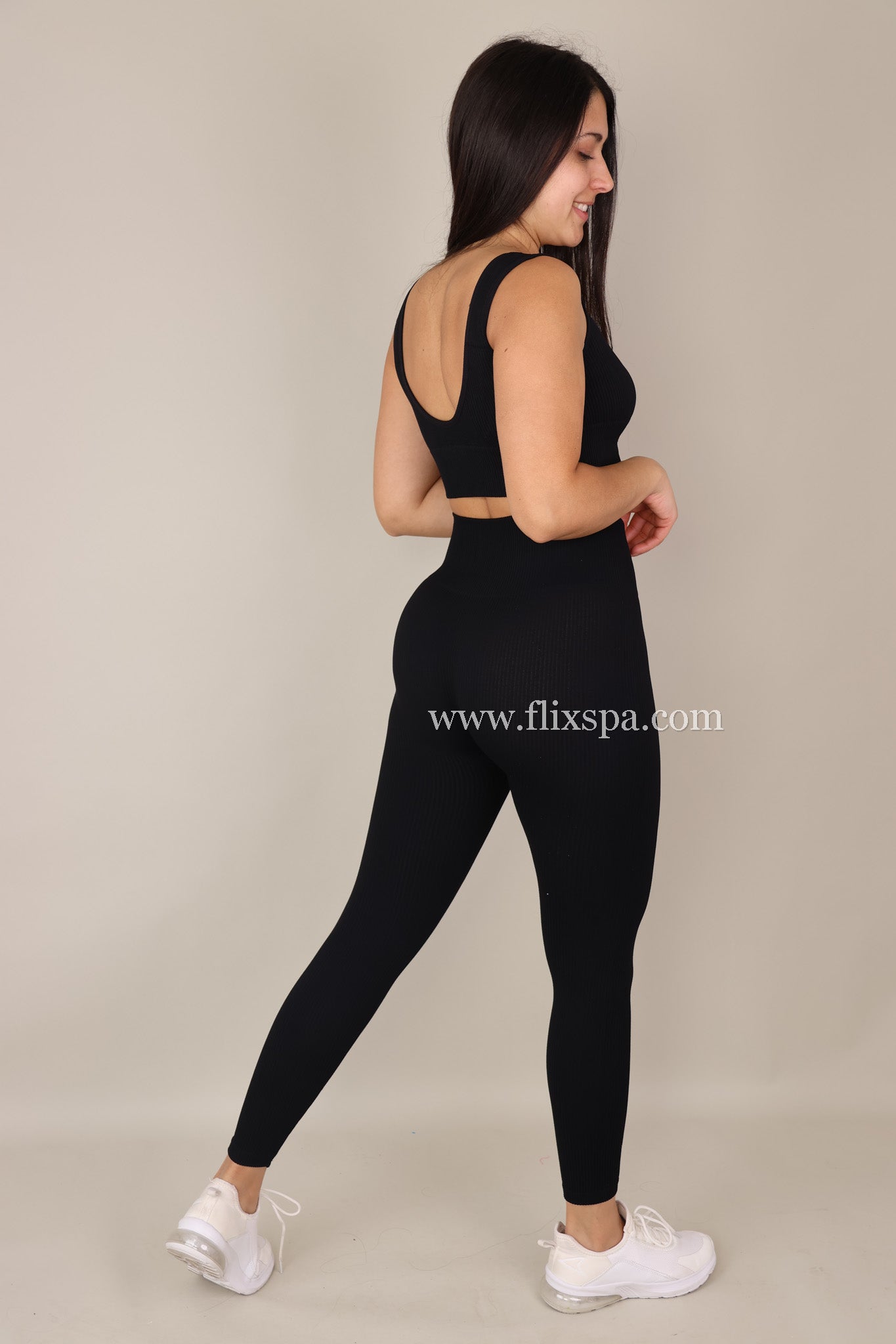 Conjunto Deportivo Mujer Peto y Calza tiro alto Rib YY247