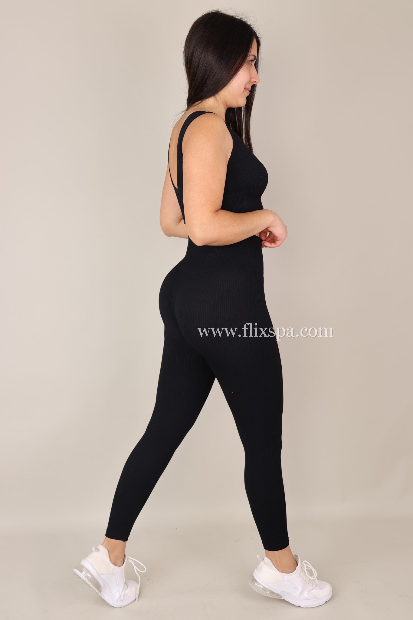 Conjunto Deportivo Mujer Peto y Calza tiro alto Rib YY247