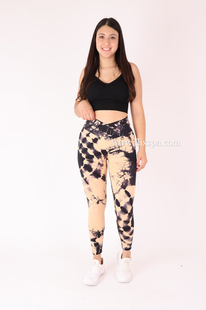 Calza Doble Push Up Mandala con Pretina Delantera Cruzada - Alta Calidad BX106