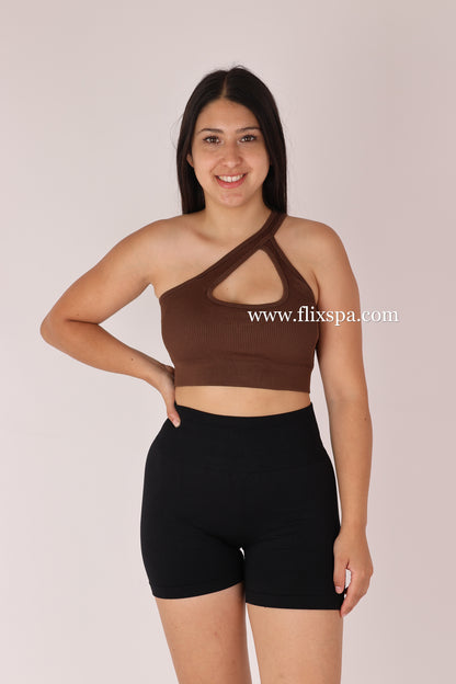 Peto Top deportivo cruzado con escote asimetrico - YJ183