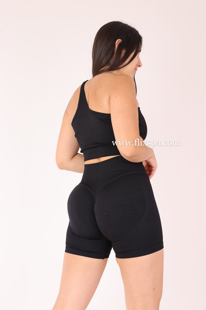 Conjunto Corto Push up Short pretina cruzada y Peto Asimétrico - YJ182