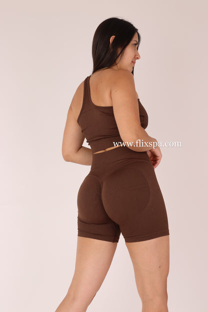 Conjunto Corto Push up Short pretina cruzada y Peto Asimétrico - YJ182
