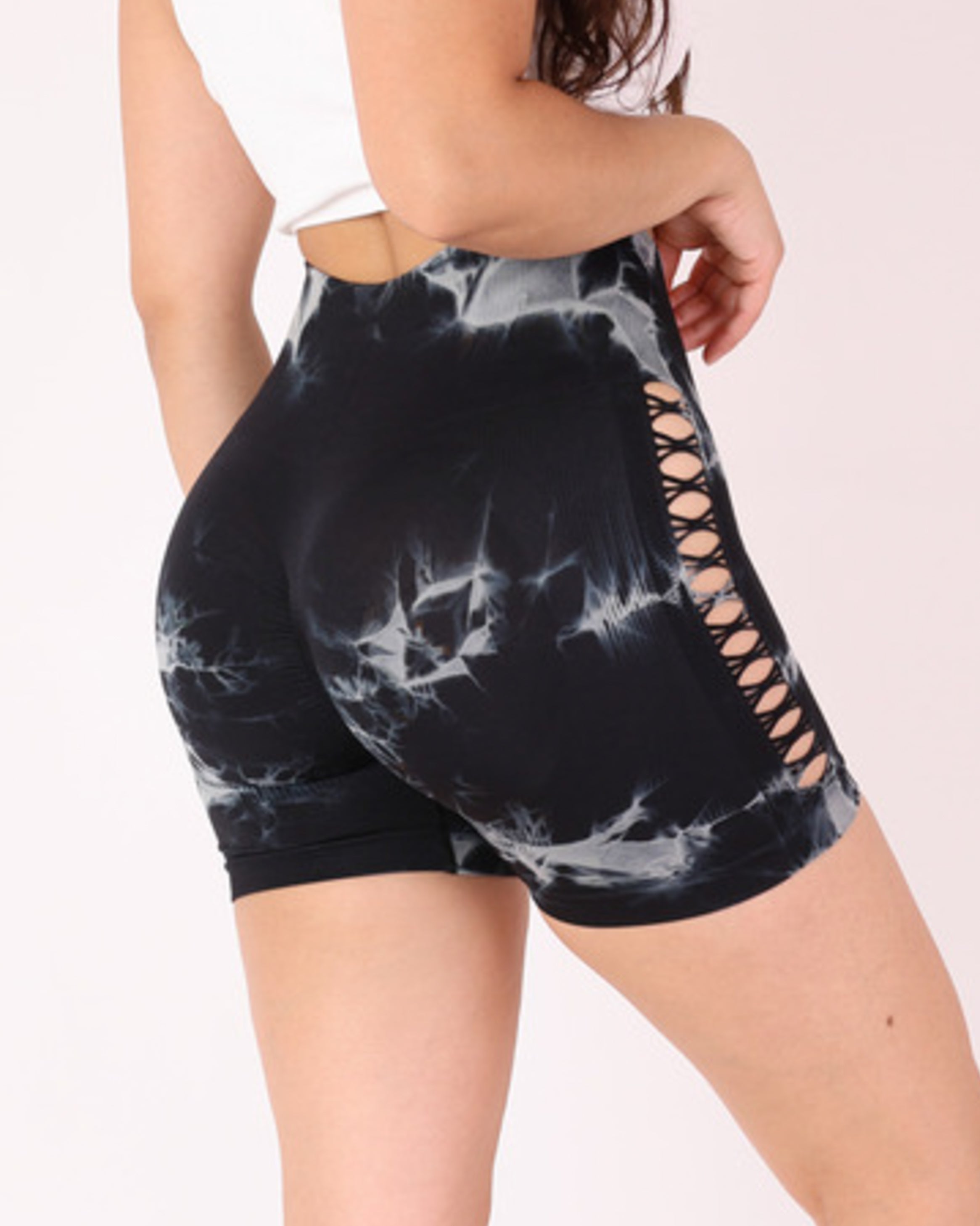 Short Mujer Calzas Cortas Tie Dye Push Up Con Aberturas