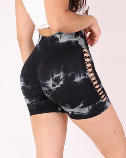 Short Mujer Calzas Cortas Tie Dye Push Up Con Aberturas