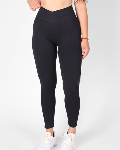 Calza Leggings Deportiva Doble Push Up Pretina Cruzada -hy04