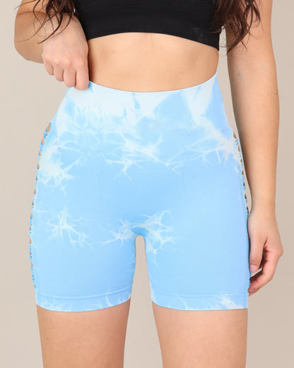 Short Mujer Calzas Cortas Tie Dye Push Up Con Aberturas