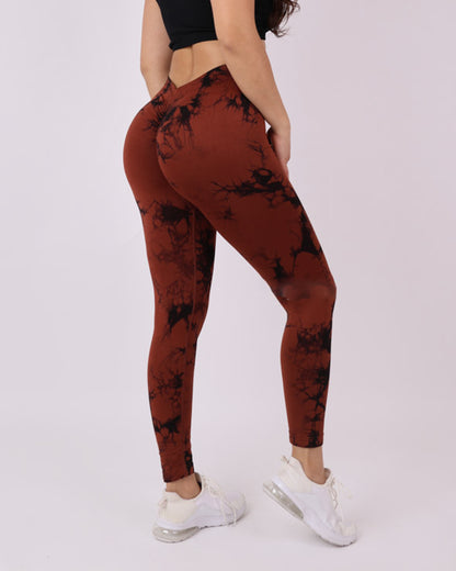 Calza Deportiva Mujer Push up Tie dye Corte en V - HY212